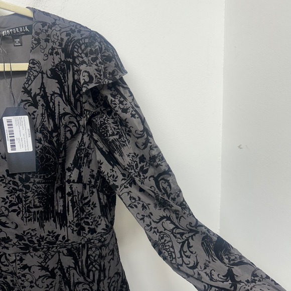 NWT Disturbia Thorned Flocked Chiffon Castle Print Frill Neck Maxi Dress 12 - Picture 8 of 12